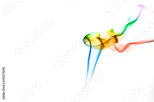 Abstract colored smoke on white background