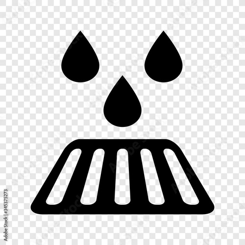 Drain system icon on transparent grid