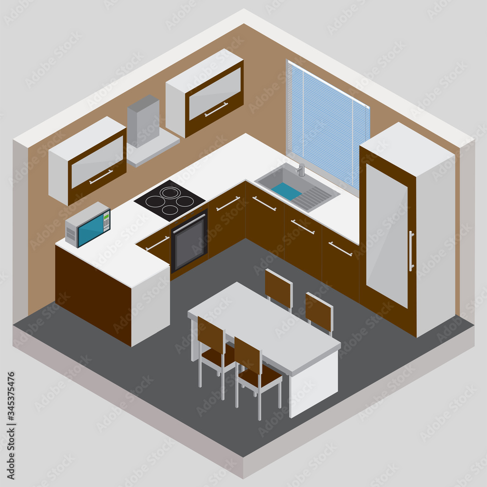 isometric kitchen interior