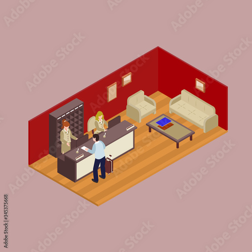 isometric hotel lobby