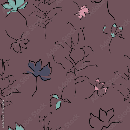 Seamless floral pattern with hand draw spring flower