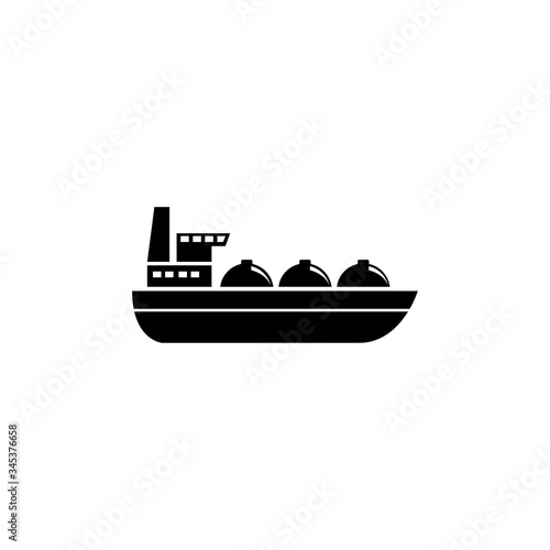 Oil tanker Ship, Gas Boat Transportation Flat Vector Icon