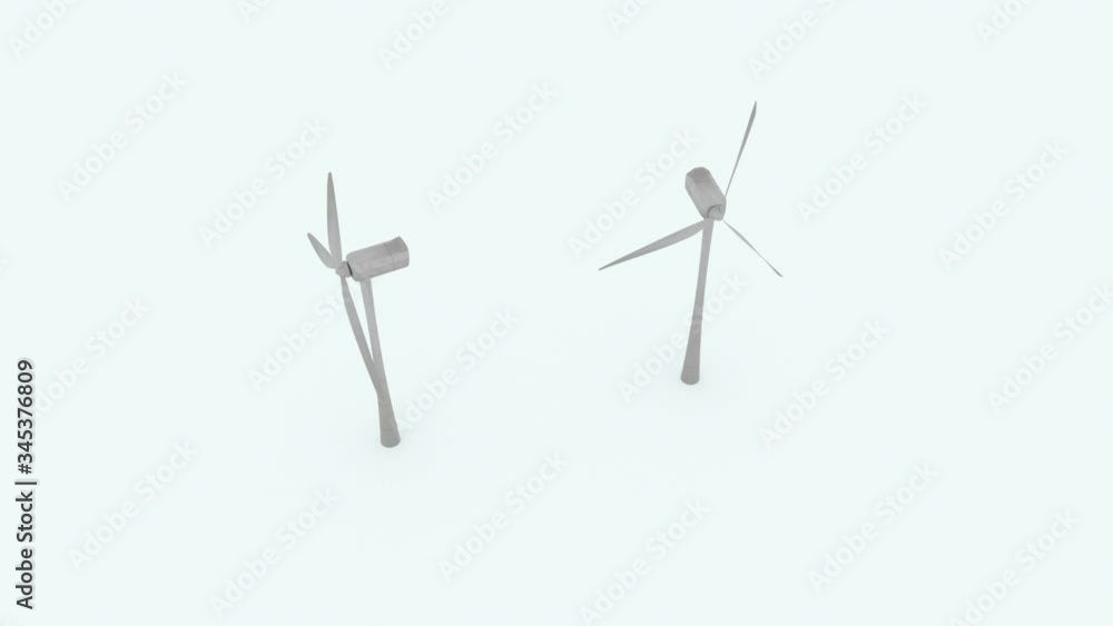 Wind generator on white background animation