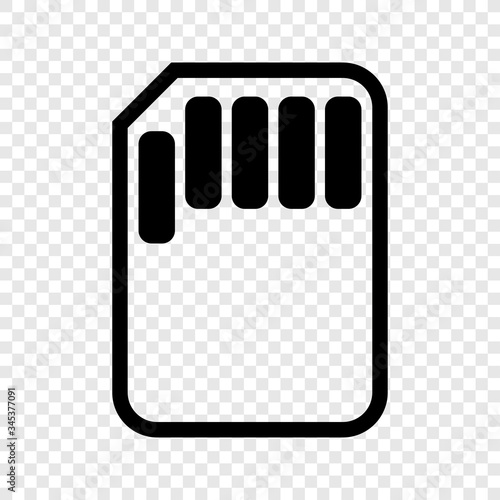 Memory card icon vector on transparent grid