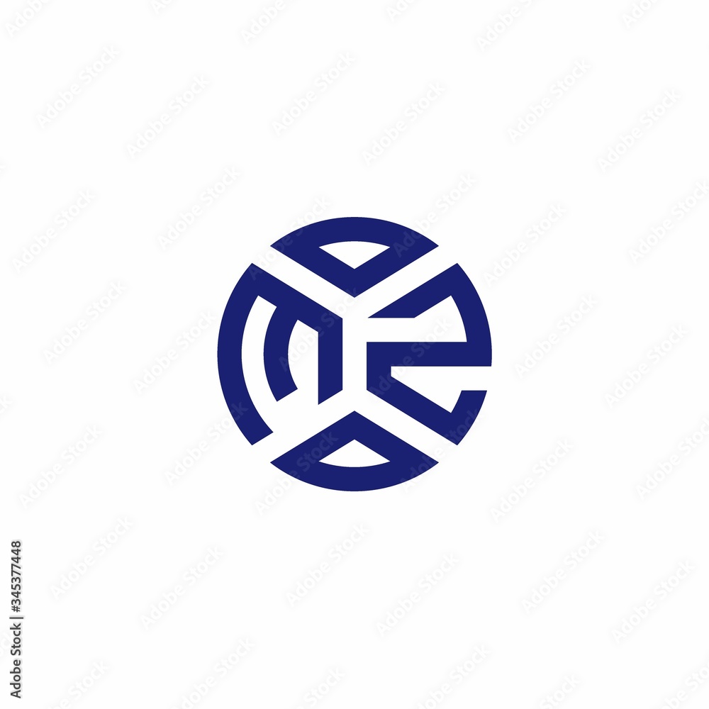 MZ monogram logo with abstract shapes in modern style MZ monogram logo with abstract shapes in modern style