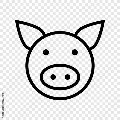 Pig icon on transparent grid