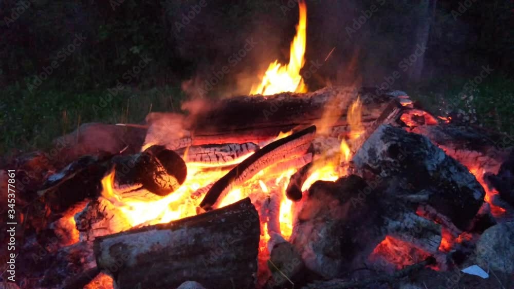 Bright hot bonfire burning outdoors Bright hot bonfire burning outdoors