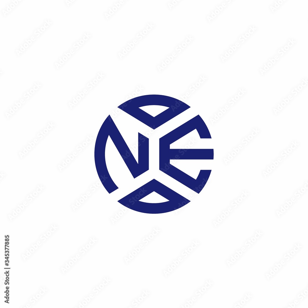 NE monogram logo with abstract shapes in modern style NE monogram logo with abstract shapes in modern style