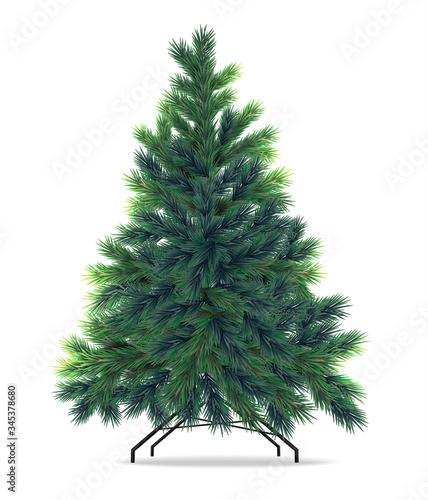 Christmas fir realistic, merry christmas, winter decor, set isolated, green fir vector illustration