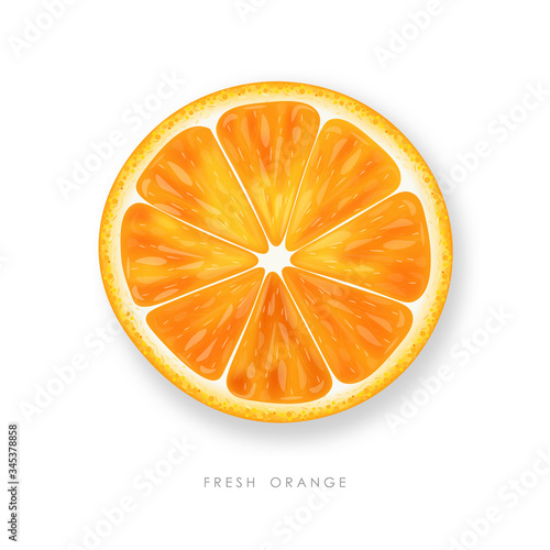 Realistic orange fruit, fresh juice , natural product, isolated orange on white background, vector illustration