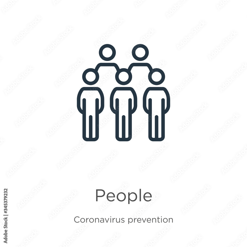 People icon. Thin linear people outline icon isolated on white background from Coronavirus Prevention collection. Modern line vector sign, symbol, stroke for web and mobile People icon. Thin linear people outline icon isolated on white background from Coronavirus Prevention collection. Modern line vector sign, symbol, stroke for web and mobile