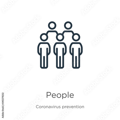 People icon. Thin linear people outline icon isolated on white background from Coronavirus Prevention collection. Modern line vector sign  symbol  stroke for web and mobile