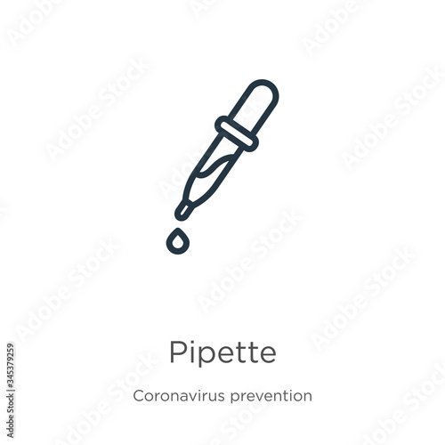 Pipette icon. Thin linear pipette outline icon isolated on white background from Coronavirus Prevention collection. Modern line vector sign, symbol, stroke for web and mobile