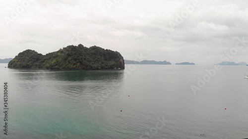 Koh Aleil and surrounding islands in Krabi Province, Thailand. Aerial view on a overcast day