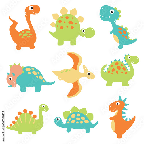 Cute vector dinosaurs set