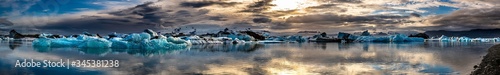 Glacier Lagoon in Jokulsarlon (Iceland) during sunset