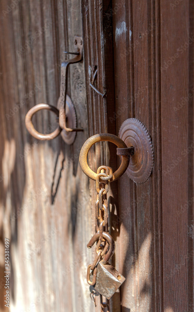 old door lock, assos ancient city, Behramkale, Turkey. old door lock, assos ancient city, Behramkale, Turkey.