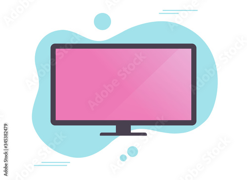 Led tv or plasma television icon with empty blank screen vector flat cartoon isolated