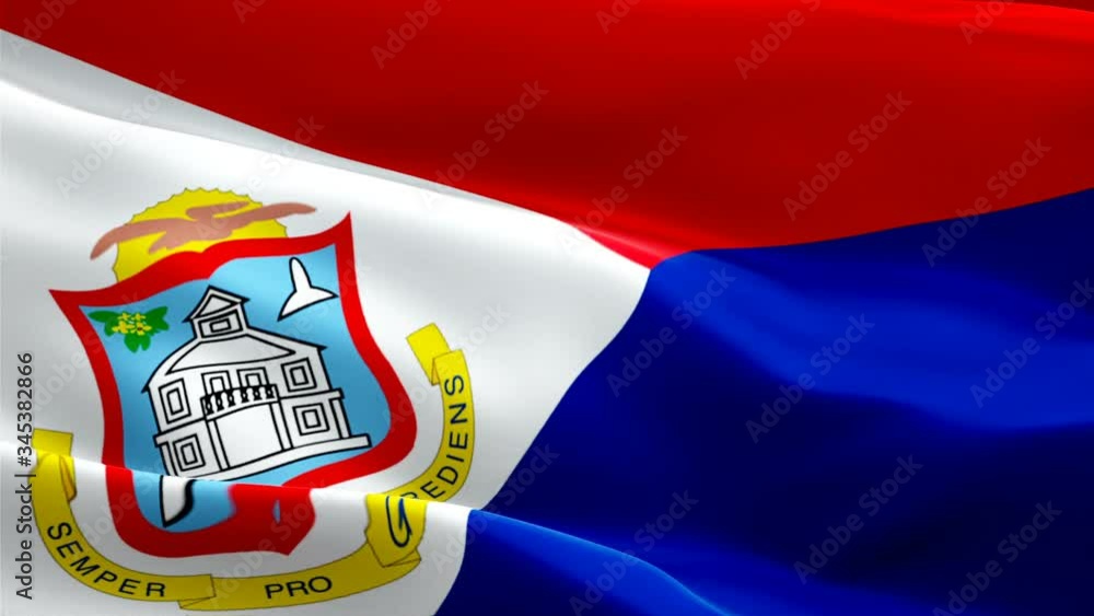 Saint Maartens Caribbean flag Closeup 1080p Full HD 1920X1080 footage video waving in wind