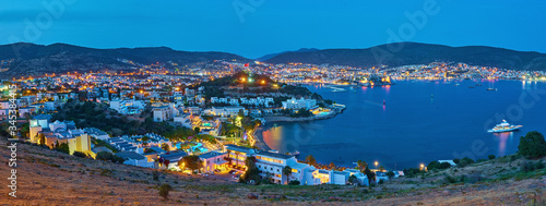 Night view to the bay and the cityscape of Bodrum