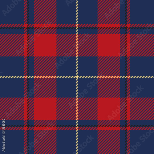 Red and blue plaid seamless pattern. Vector background