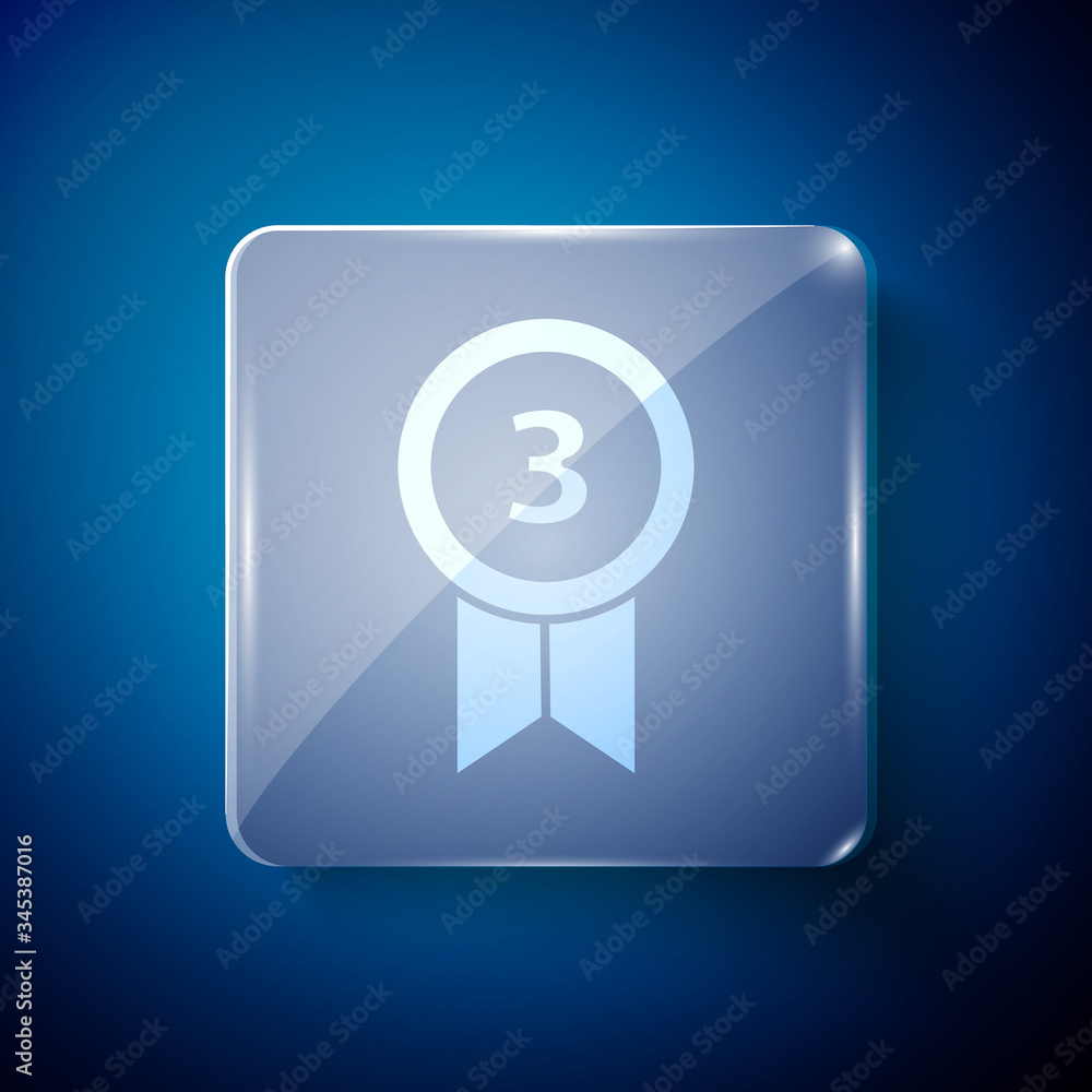White Medal icon isolated on blue background. Winner achievement sign. Award medal. Square glass panels. Vector Illustration White Medal icon isolated on blue background. Winner achievement sign. Award medal. Square glass panels. Vector Illustration