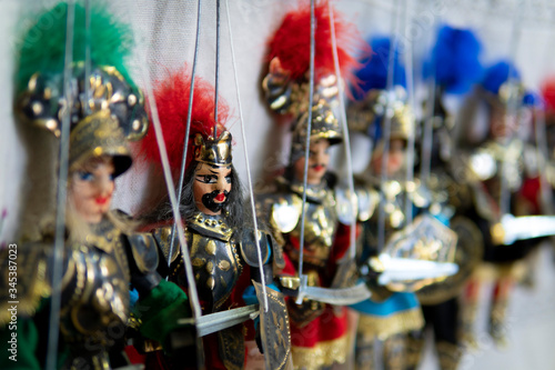Traditional Sicilian puppets used for The Opera dei Pupi is a theatrical performance of marionettes of romantic poems frank, Italy