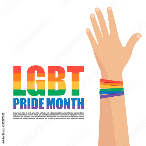 Bracelet On The Hand In The Colors Of The Lgbt Movement Lgbt Day Poster Flyer Banner Business Card Invitation Vector Illustrator Lgbt Pride Month Stock Vector Adobe Stock