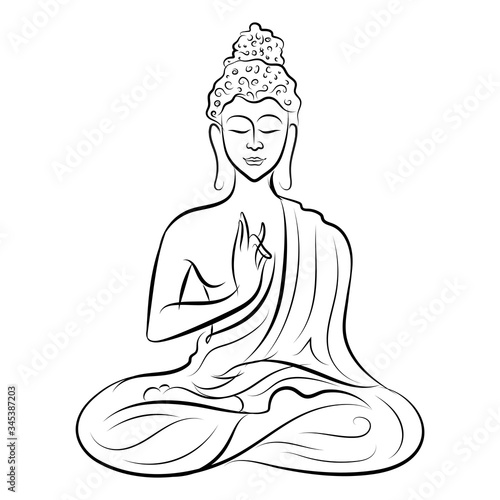 illustration of Lord Buddha in meditation for Buddhist festival of Happy Buddha Purnima Vesak
