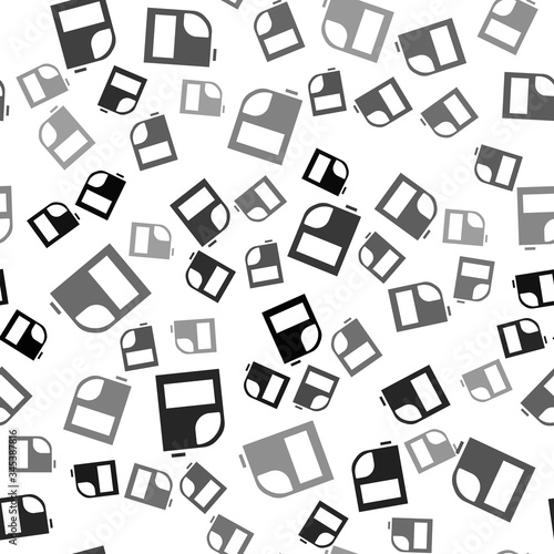 Black Canister for motor machine oil icon isolated seamless pattern on white background. Oil gallon. Oil change service and repair. Engine oil sign.  Vector Illustration