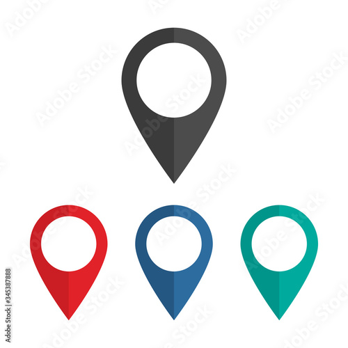 Map pointer flat icon isolated on white background. Vector illustration.