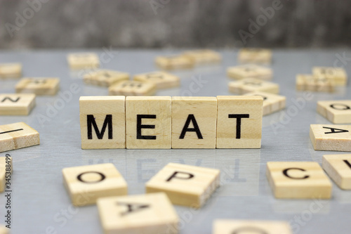 Word meat made of wooden letters