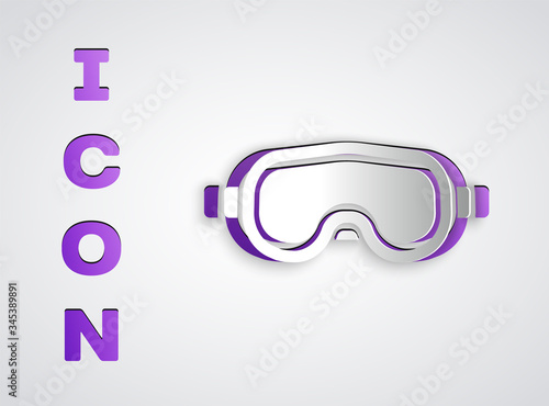 Wallpaper Mural Paper cut Ski goggles icon isolated on grey background. Extreme sport. Sport equipment. Paper art style. Vector Illustration Torontodigital.ca
