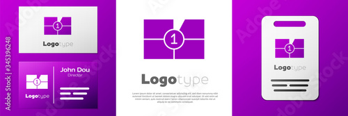 Logotype Old film movie countdown frame icon isolated on white background. Vintage retro cinema timer count. Logo design template element. Vector Illustration