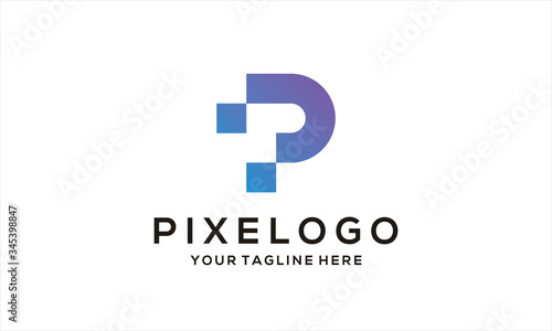 Letter P for pixel logo template