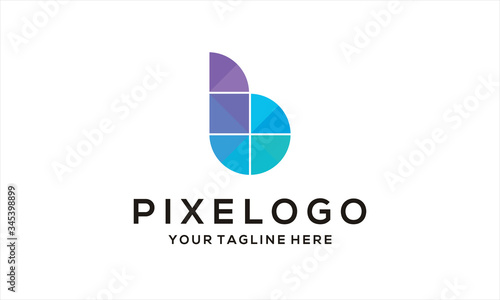 Letter B for pixel logo template