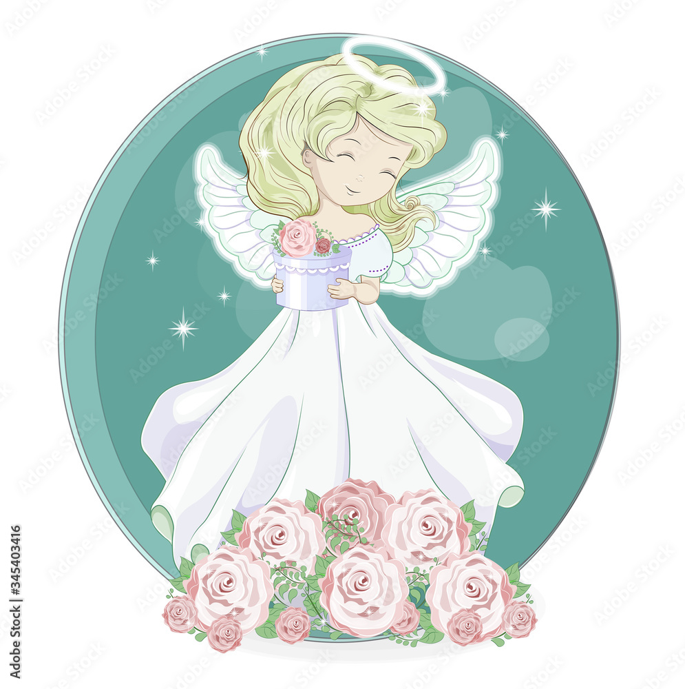 Angel in night rose garden Angel in night rose garden