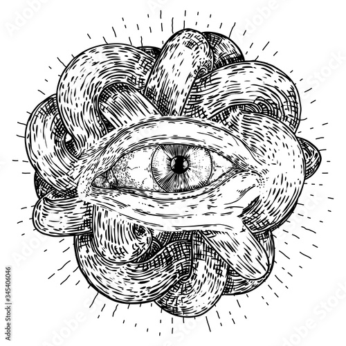Eye of Providence or All seeing eye. Masonic symbol. New world order sacred religion symbol and spiritual occultism. Occulture vector.