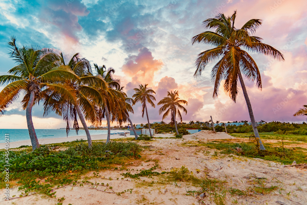 Obraz premium tropical sunset Anguilla island Caribbean sea