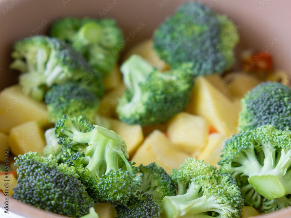 Broccoli sliced fresh vegetables in a pan. Broccoli sliced fresh vegetables in a pan.