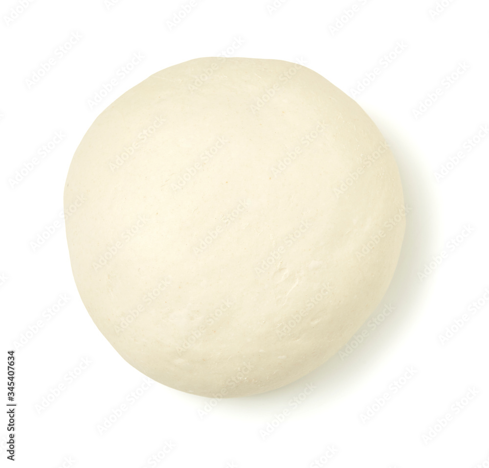 Top view of fresh raw dough isolated on white. Close up