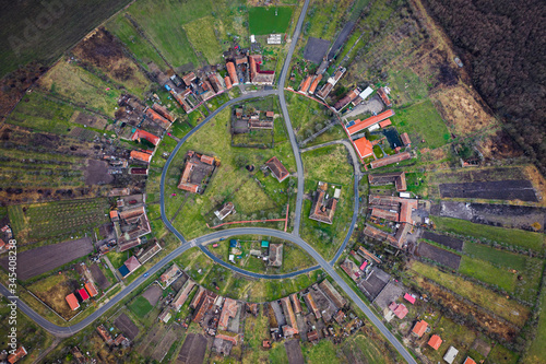 Circular village in Romania seen from above