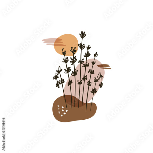 Abstract floral art vector leaves background. Hand draw leaves