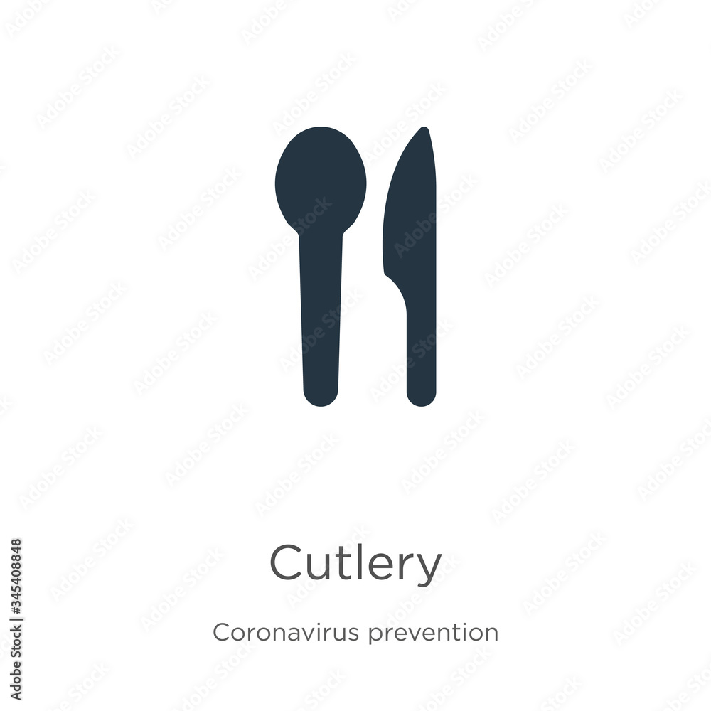Cutlery icon vector. Trendy flat cutlery icon from Coronavirus Prevention collection isolated on white background. Vector illustration can be used for web and mobile graphic design, logo, eps10 Cutlery icon vector. Trendy flat cutlery icon from Coronavirus Prevention collection isolated on white background. Vector illustration can be used for web and mobile graphic design, logo, eps10