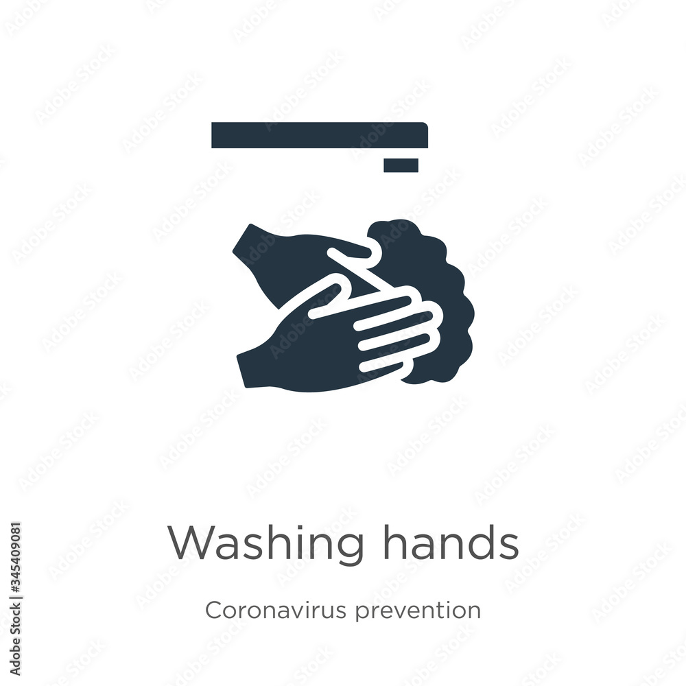 Fototapeta premium Washing hands icon vector. Trendy flat washing hands icon from Coronavirus Prevention collection isolated on white background. Vector illustration can be used for web and mobile graphic design, logo,