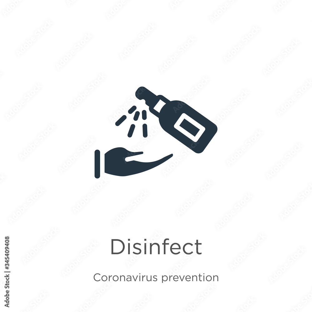 Disinfect icon vector. Trendy flat disinfect icon from Coronavirus Prevention collection isolated on white background. Vector illustration can be used for web and mobile graphic design, logo, eps10