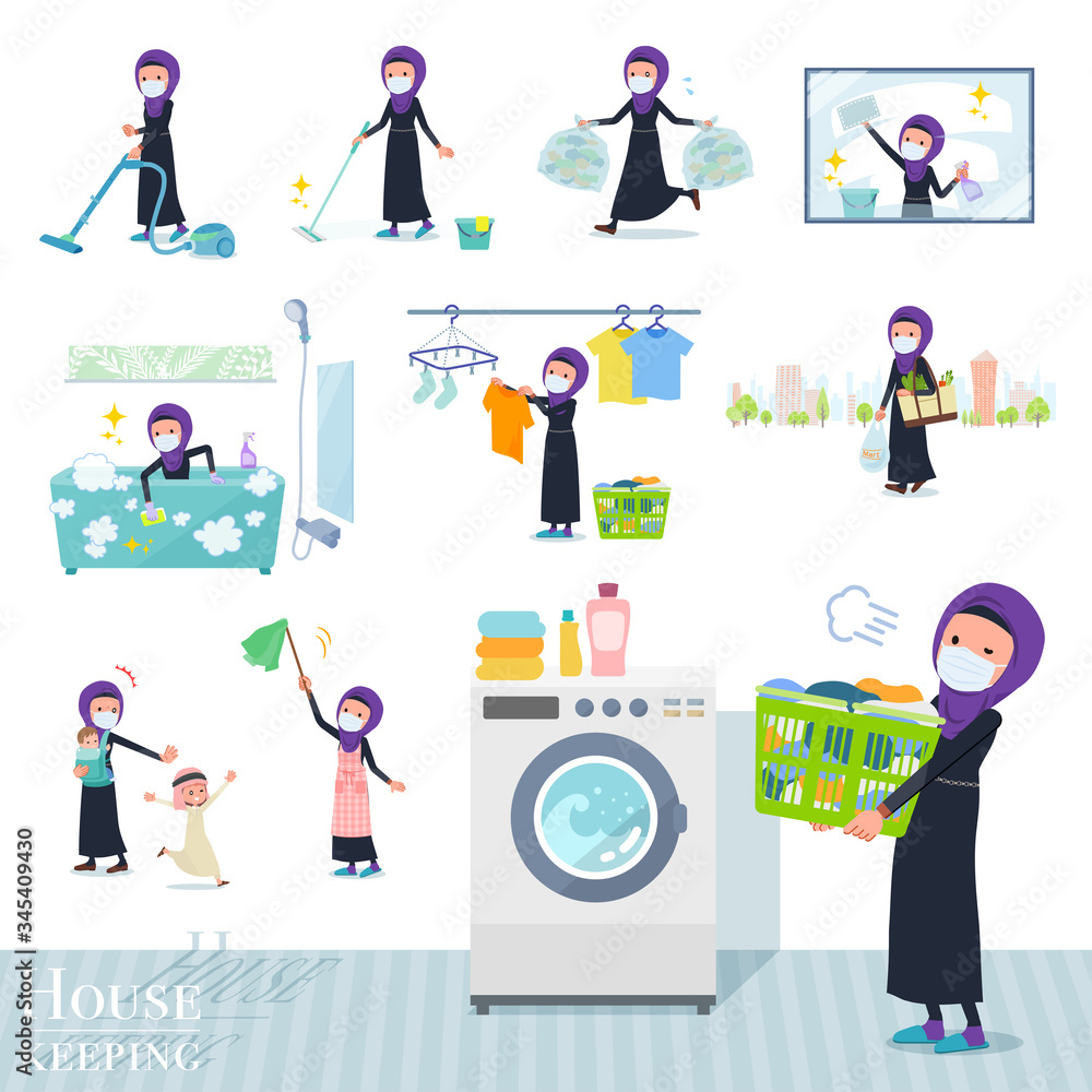 Fototapeta premium flat type mask Arab women_housekeeping