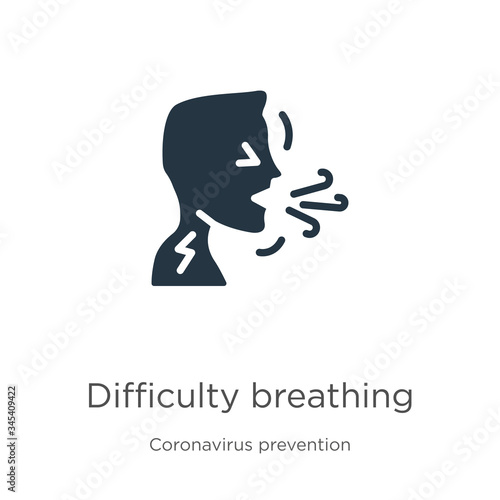 Difficulty breathing icon vector. Trendy flat difficulty breathing icon from Coronavirus Prevention collection isolated on white background. Vector illustration can be used for web and mobile graphic