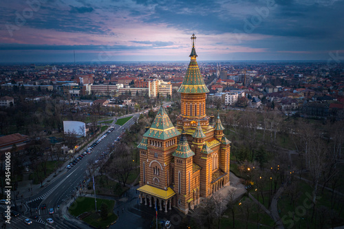 Aerial view from Timisoara Orthodox Cathedral, Bega