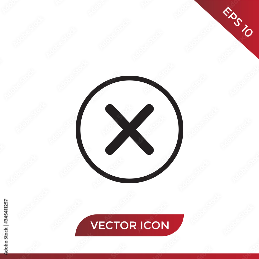 Obraz premium Close button vector icon in modern design style for web site and mobile app
